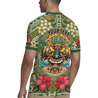 Hawaii Tiki Mask Personalized Rugby Jersey Mele Kalikimaka i Iulai!