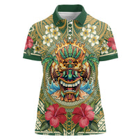 Hawaii Tiki Mask Personalized Women Polo Shirt Mele Kalikimaka i Iulai!