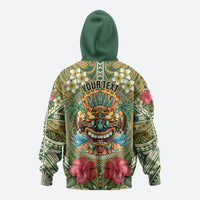 Hawaii Tiki Mask Personalized Zip Hoodie Mele Kalikimaka i Iulai!