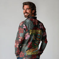 Hawaii Tiki Surfing Long Sleeve Polo Shirt Mele Kalikimaka i Iulai!