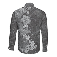 Pauli Hawai'i Hibiscus Long Sleeve Button Shirt Polynesian Tribal Tattoo Pattern Floral Elements LT9 - Polynesian Pride