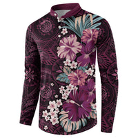Poni Mama Hawai'i Hibiscus Button Sweatshirt Polynesian Tribal Tattoo Pattern Floral Elements LT9 - Polynesian Pride