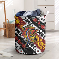 Papua New Guinea Bird Drum Laundry Basket Papuan Batik Motif LT9 Black - Polynesian Pride