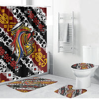 Papua New Guinea Bird Drum Bathroom Set Papuan Batik Motif LT9 Bathroom Set (4 pcs) Black - Polynesian Pride