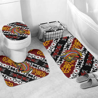 Papua New Guinea Bird Drum Bathroom Set Papuan Batik Motif LT9 Mat Set Only (3 pcs) One Size Black - Polynesian Pride