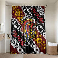 Papua New Guinea Bird Drum Bathroom Set Papuan Batik Motif LT9 Shower Curtain Only Black - Polynesian Pride