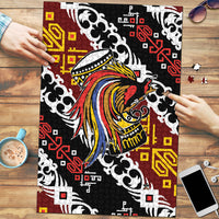 Papua New Guinea Bird Drum Puzzle Papuan Batik Motif LT9 Black - Polynesian Pride