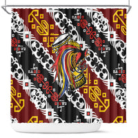 Papua New Guinea Bird Drum Shower Curtain Papuan Batik Motif LT9 Black - Polynesian Pride
