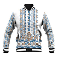 Personalised Papua New Guinea Bird Ethnic Baseball Jacket Papuan Batik Inspired Pattern LT9 Unisex White - Polynesian Pride