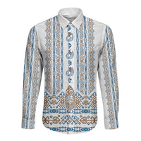 Personalised Papua New Guinea Bird Ethnic Long Sleeve Button Shirt Papuan Batik Inspired Pattern LT9 Unisex White - Polynesian Pride