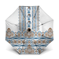 Papua New Guinea Bird Ethnic Umbrella Papuan Batik Inspired Pattern LT9 One Size Folded 11.42 inch Opened Diameter 37.4 inch White - Polynesian Pride