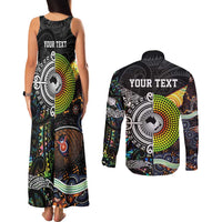 Personalised New Zealand and Australia Couples Matching Tank Maxi Dress and Long Sleeve Button Shirt Maori Mix Aboriginal Art Style LT9 - Polynesian Pride