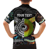 Personalised New Zealand and Australia Family Matching Off The Shoulder Long Sleeve Dress and Hawaiian Shirt Maori Mix Aboriginal Art Style LT9 - Polynesian Pride