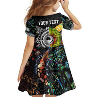 Personalised New Zealand and Australia Family Matching Off Shoulder Maxi Dress and Hawaiian Shirt Maori Mix Aboriginal Art Style LT9 - Polynesian Pride