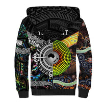 Personalised New Zealand and Australia Sherpa Hoodie Maori Mix Aboriginal Art Style LT9 - Polynesian Pride