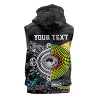 Australia New Zealand Personalised Sleeveless Zip Hoodie Maori Aboriginal Art Style LT9 - Polynesian Pride