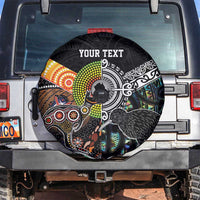 Personalised New Zealand and Australia Spare Tire Cover Maori Mix Aboriginal Art Style LT9 Black - Polynesian Pride