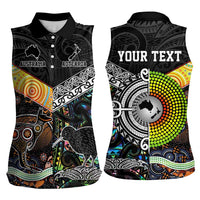 Personalised New Zealand and Australia Women Sleeveless Polo Shirt Maori Mix Aboriginal Art Style LT9 - Polynesian Pride