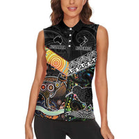 Personalised New Zealand and Australia Women Sleeveless Polo Shirt Maori Mix Aboriginal Art Style LT9 - Polynesian Pride