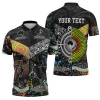 Australia New Zealand Personalised Zipper Polo Shirt Maori Aboriginal Art Style LT9 - Polynesian Pride