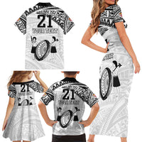 Custom Fiji Rugby Pacific Family Matching Short Sleeve Bodycon Dress and Hawaiian Shirt Polynesian Palm Tattoo LT9 - Polynesian Pride
