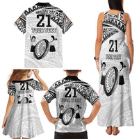 Custom Fiji Rugby Pacific Family Matching Tank Maxi Dress and Hawaiian Shirt Polynesian Palm Tattoo LT9 - Polynesian Pride