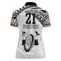 Custom Fiji Rugby Pacific Women Polo Shirt Polynesian Palm Tattoo