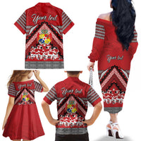 Personalised Tonga Rugby Pacific Family Matching Off The Shoulder Long Sleeve Dress and Hawaiian Shirt Ikale Tahi Sipi Tau LT9 - Polynesian Pride