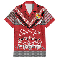 Personalised Tonga Rugby Pacific Family Matching Off The Shoulder Long Sleeve Dress and Hawaiian Shirt Ikale Tahi Sipi Tau LT9 Dad's Shirt - Short Sleeve Red - Polynesian Pride