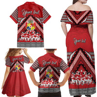 Personalised Tonga Rugby Pacific Family Matching Off Shoulder Maxi Dress and Hawaiian Shirt Ikale Tahi Sipi Tau LT9 - Polynesian Pride