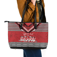 Personalised Tonga Rugby Pacific Leather Tote Bag Ikale Tahi Sipi Tau