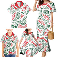 New Zealand Kowhaiwhai Christmas Family Matching Mermaid Dress and Hawaiian Shirt Traditional Maori Koru Pattern LT9 - Polynesian Pride