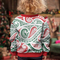 New Zealand Kowhaiwhai Christmas Kid Ugly Christmas Sweater Traditional Maori Koru Pattern LT9 - Polynesian Pride