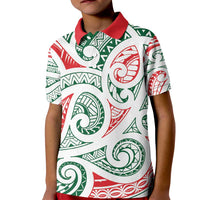 New Zealand Kowhaiwhai Christmas Kid Polo Shirt Traditional Maori Koru Pattern LT9 Kid White - Polynesian Pride