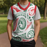 New Zealand Kowhaiwhai Christmas Knitted V-Neck Vest Traditional Maori Koru Pattern LT9 - Polynesian Pride