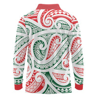 New Zealand Kowhaiwhai Christmas Long Sleeve Polo Shirt Traditional Maori Koru Pattern LT9 - Polynesian Pride