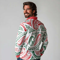 New Zealand Kowhaiwhai Christmas Long Sleeve Polo Shirt Traditional Maori Koru Pattern LT9 - Polynesian Pride