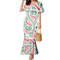 New Zealand Kowhaiwhai Christmas Mermaid Dress Traditional Maori Koru Pattern LT9 Women White - Polynesian Pride