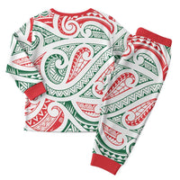 New Zealand Kowhaiwhai Christmas Pajama Set Traditional Maori Koru Pattern - Polynesian Pride