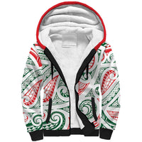 New Zealand Kowhaiwhai Christmas Sherpa Hoodie Traditional Maori Koru Pattern LT9 Unisex White - Polynesian Pride