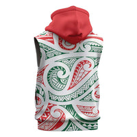 New Zealand Kowhaiwhai Christmas Sleeveless Hoodie Traditional Maori Koru Pattern LT9 - Polynesian Pride