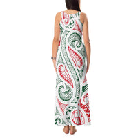 New Zealand Kowhaiwhai Christmas Tank Maxi Dress Traditional Maori Koru Pattern LT9 - Polynesian Pride