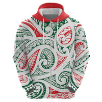 New Zealand Kowhaiwhai Christmas Zip Hoodie Traditional Maori Koru Pattern LT9 - Polynesian Pride