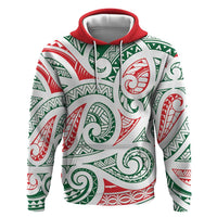 New Zealand Kowhaiwhai Christmas Zip Hoodie Traditional Maori Koru Pattern LT9 Pullover Hoodie White - Polynesian Pride