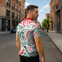 New Zealand Kowhaiwhai Christmas Zipper Polo Shirt Traditional Maori Koru Pattern LT9 - Polynesian Pride