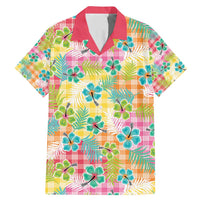 Hawaiian Palaka Family Matching Mermaid Dress and Hawaiian Shirt Hibiscus Palm Leaf Pattern LT9 Dad's Shirt - Short Sleeve Yellow - Polynesian Pride
