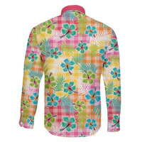 Hawaiian Palaka Family Matching Off Shoulder Short Dress and Hawaiian Shirt Hibiscus Palm Leaf Pattern LT9 - Polynesian Pride
