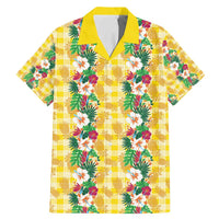 Hawaiian Palaka Family Matching Mermaid Dress and Hawaiian Shirt Hibiscus Pineapple Lei LT9 Dad's Shirt - Short Sleeve Yellow - Polynesian Pride