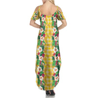 Hawaiian Palaka Family Matching Summer Maxi Dress and Hawaiian Shirt Hibiscus Pineapple Lei LT9 - Polynesian Pride