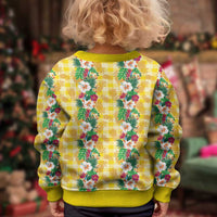 Hawaiian Palaka Kid Ugly Christmas Sweater Hibiscus Pineapple Lei - Polynesian Pride